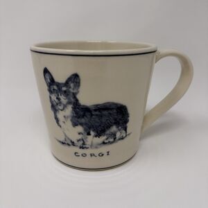 Anthropologie Molly Hatch Corgi Dog Mug Stoneware Blue Dog 16oz